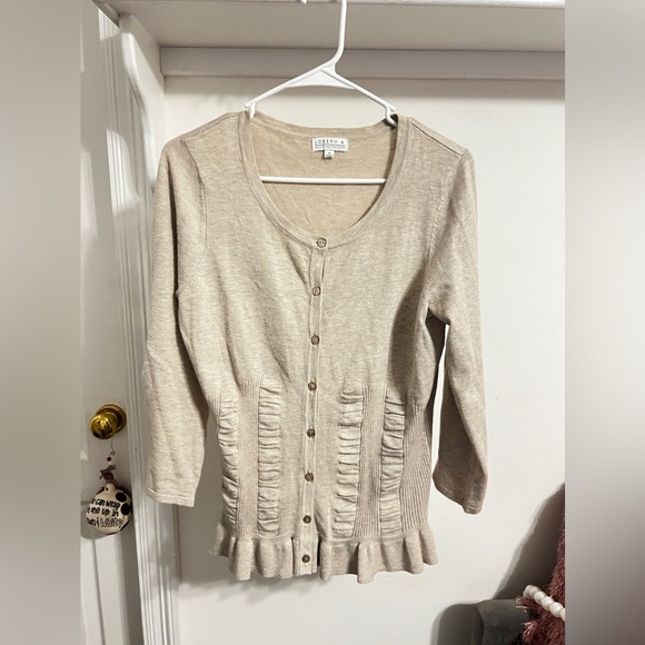 FINAL PRICE Joseph A Taupe Cardigan - Picture 1 of 8